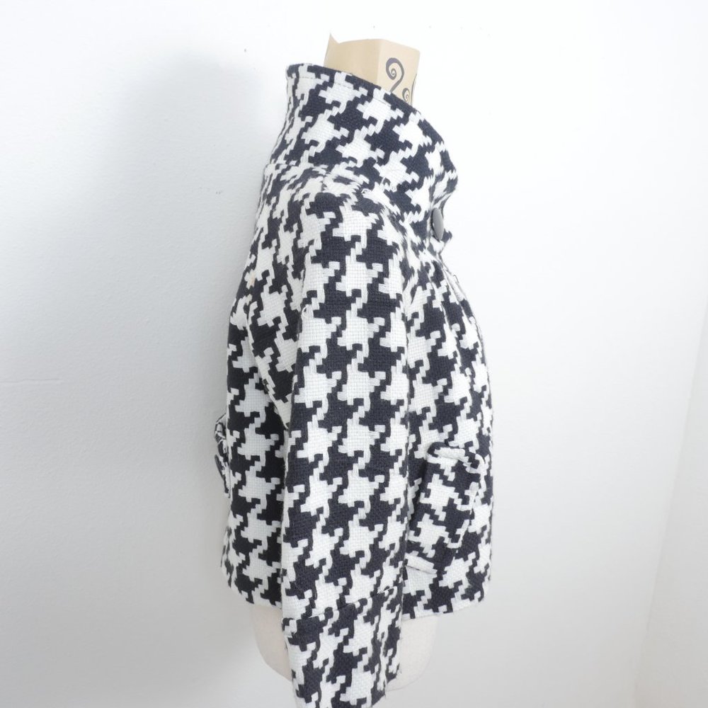 Nygard Black White Houndstooth Design Retro Coat Wide Half Sleeve SZ 8 Jacket - Picture 8 of 14